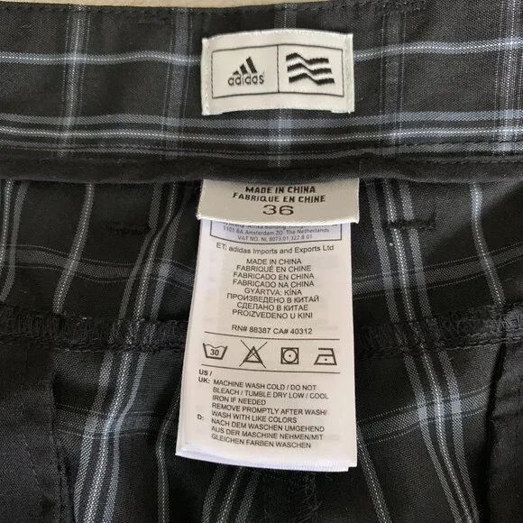 Adidas Plaid Striped Flat Front Cargo Casual Shorts - Picture 6 of 10